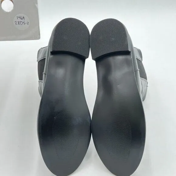 Black Women Pull On Chunky Low Heel Ankle Boot Closed Toe Casual Comfy Shoe
