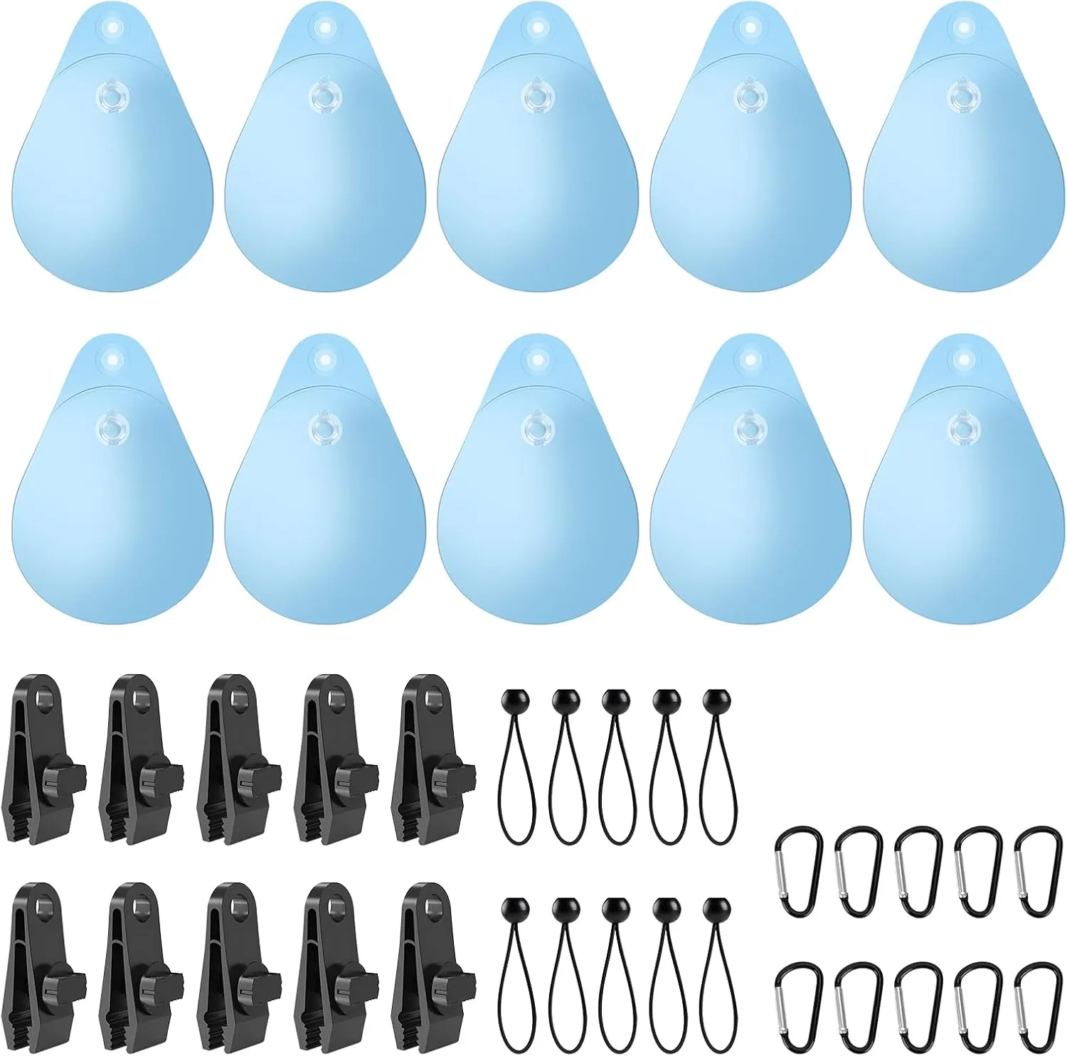Boat Cover Water Bags Sand Bags Weights 10 Packs Mooring Kit Heavy Duty Light Blue Water Bag with Waterproof Clamping Rope and Climbing Buckle Suitable for Boats, Outdoor Photography and Camping