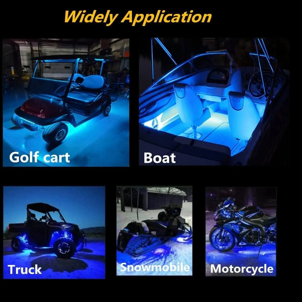 Boat Led Strip Lights, 4 Pcs 24'' Marine Interior Courtesy Deck Navigation Lights, Super Bright Waterproof Marine Led Lights Strip for 12V Pontoon Fishing Boat Yacht Kayak Sailboat (Blue)