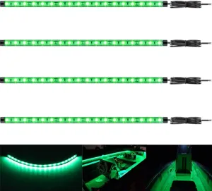 Boat Led Strip Lights, 4 Pcs 24'' Marine Interior Courtesy Deck Navigation Lights, Super Bright Waterproof Marine Led Lights Strip for 12V Pontoon Fishing Boat Yacht Kayak Sailboat (Green)