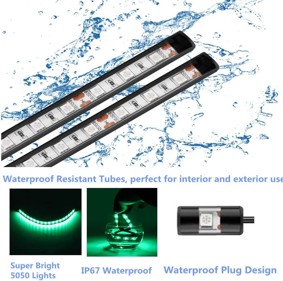 Boat Led Strip Lights, 4 Pcs 24'' Marine Interior Courtesy Deck Navigation Lights, Super Bright Waterproof Marine Led Lights Strip for 12V Pontoon Fishing Boat Yacht Kayak Sailboat (Green)