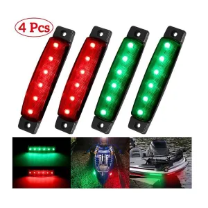 Boat Navigation Led Lighting Kit - 4 Pieces Green Red High Bright 6-led Boat Bow