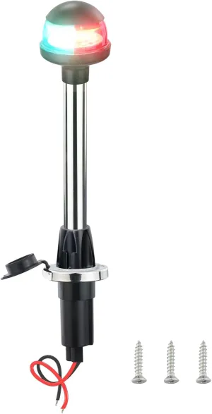 Boat Navigation Lights,Bow Lights for Boats LED,Bi-Color Light Pole Removable 2 Pin Plug-in Mount Base,DC12V 12 Inches