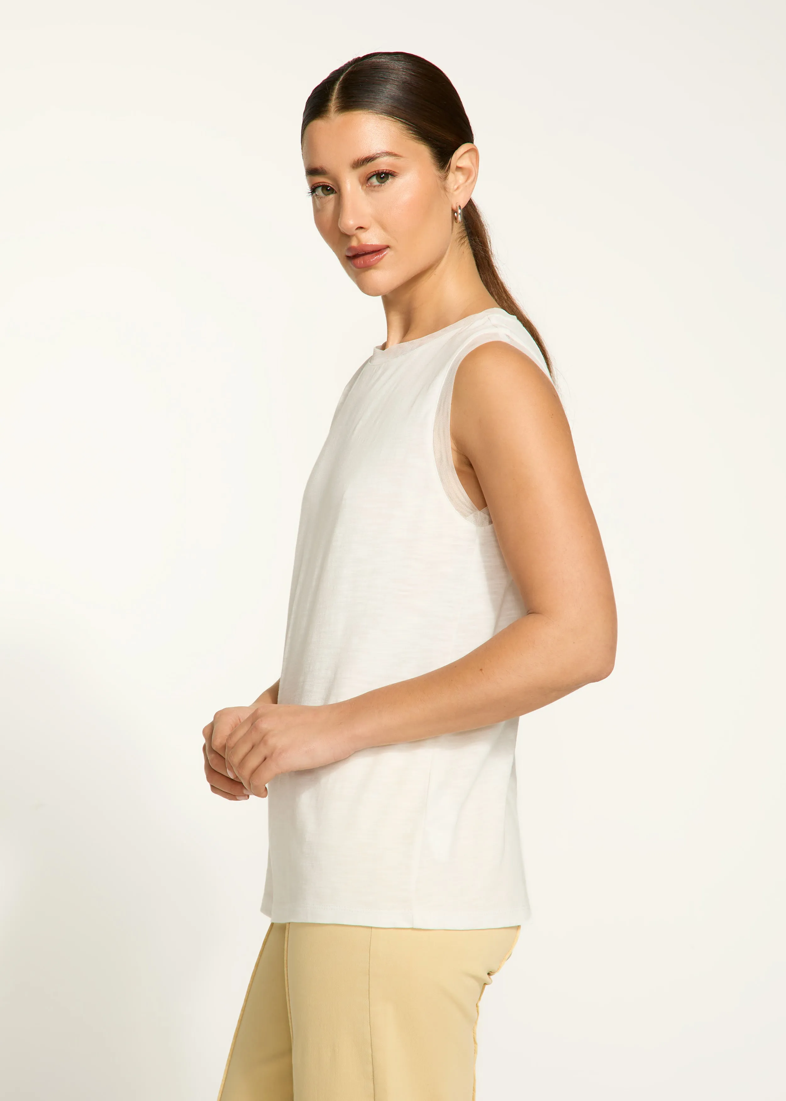 Boat Neck Cami, White