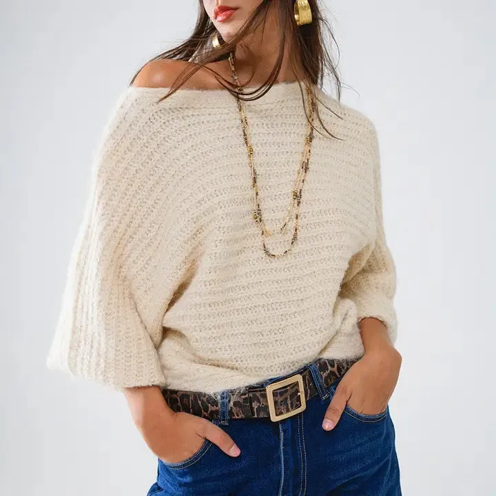 Boat Neck Chunky Sweater