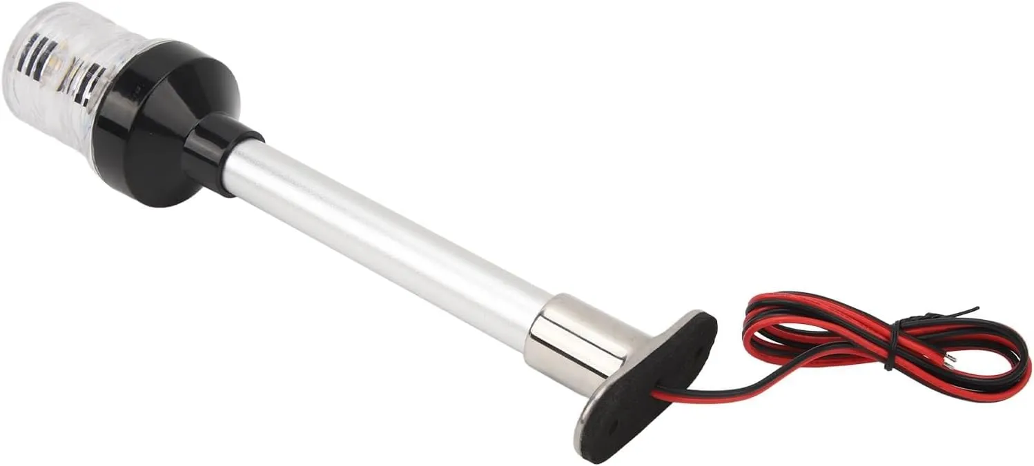 Boat Stern Light, Stainless Steel Base 33 LED Lamp Beads 10 Inches Height Aluminum Rod Bow Mast LED Anchor Navigation Lights for Fishing Boats (Warm White)