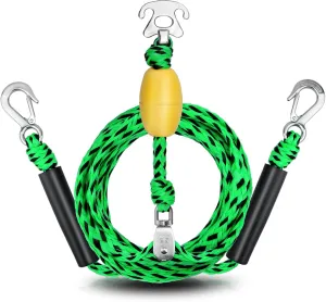 Boat Tow Harness for Tubing, Heavy-Duty 13ft Self Centering Tow Rope Up to 4 Riders with Float Ball, Stainless Steel Hooks and Pulley for Watersports,Towing Towable Tube, Water Ski, Wakeboard