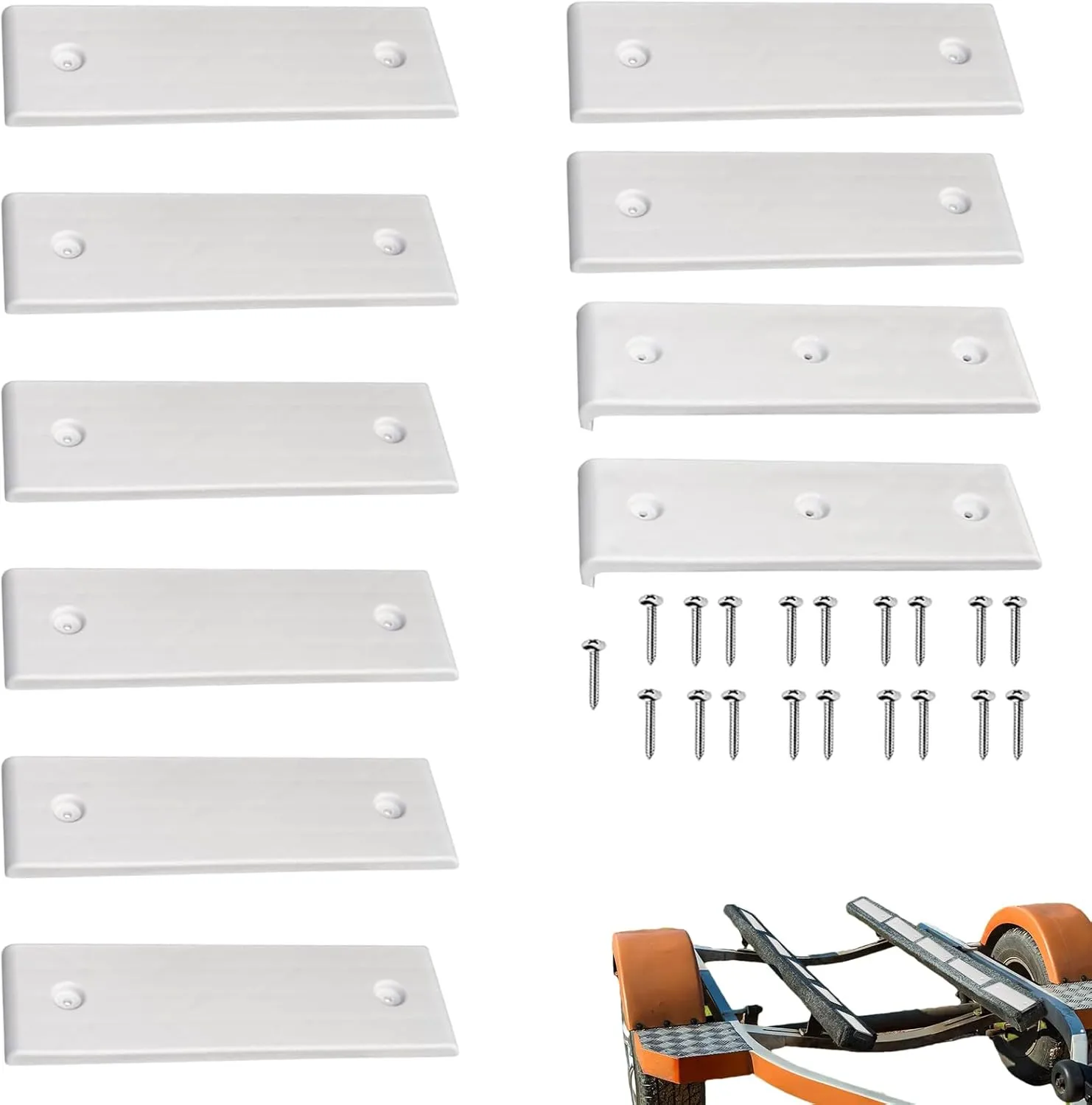 Boat Trailer Bunk Slides, 3x10 Inch Slick Pads, 10-Pack Heavy Duty Glide Enders, Low-Friction Texture for Smooth Launch, Easy Load Assistance, Trailer Support Accessory