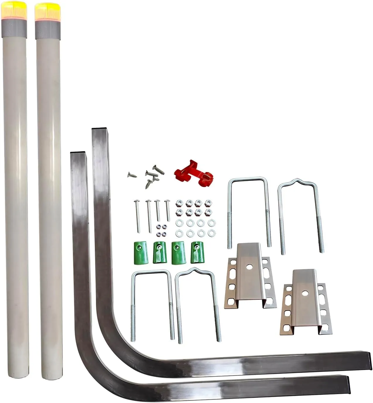 Boat Trailer Guides-40 2 * 316L Stainless Steel with Flashable LED Light Trailer Post Guide on 2*UPVC Tube Trailer Guide Bars with LED-Lighted PVC Tube Covers mounting Hardware Included