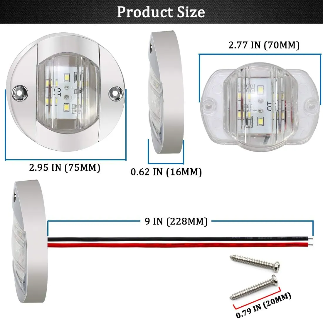 Boaton LED Night Fishing Lights - Courtesy, Deck, Navigation Lights for Boats (White)