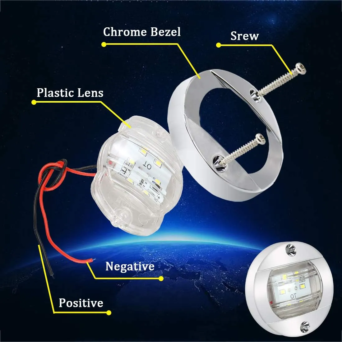 Boaton LED Night Fishing Lights - Courtesy, Deck, Navigation Lights for Boats (White)