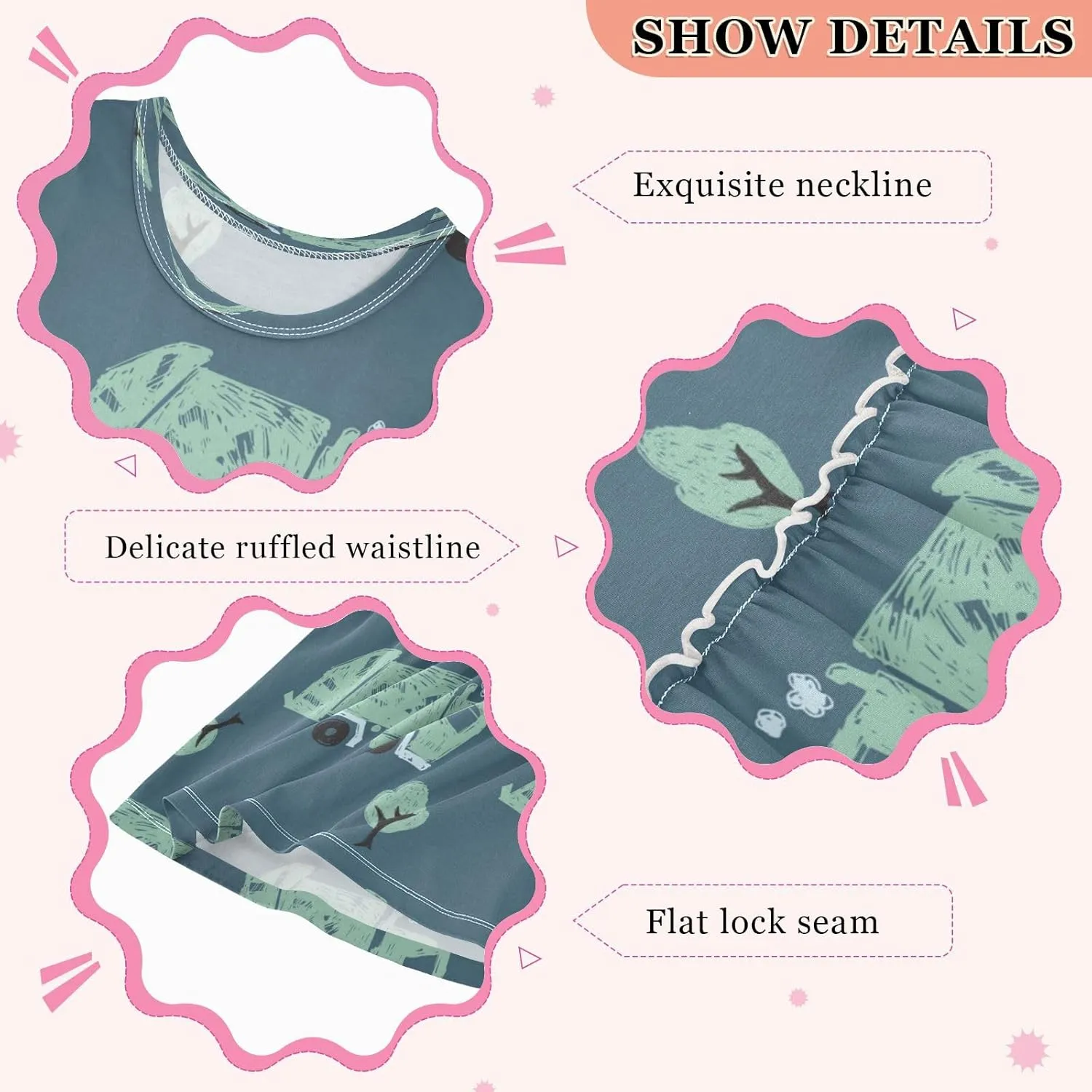 Boccsty Blue Green Garbage Trucks Girls Dress Kids Toddler Casual Dresses Summer Dresses 2T