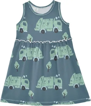Boccsty Blue Green Garbage Trucks Girls Dress Kids Toddler Casual Dresses Summer Dresses 2T