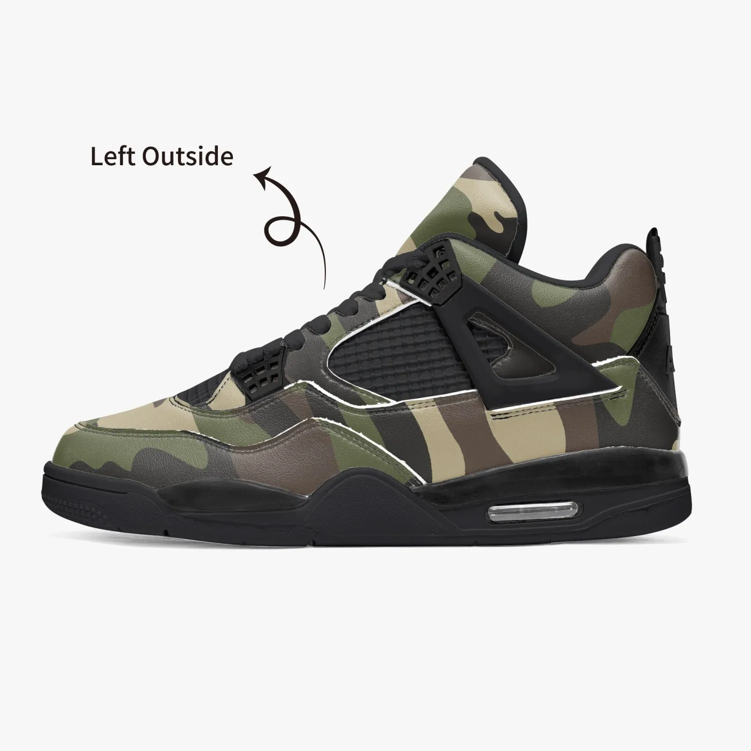 Camo Sneakers AJ4 Style | Classic Green