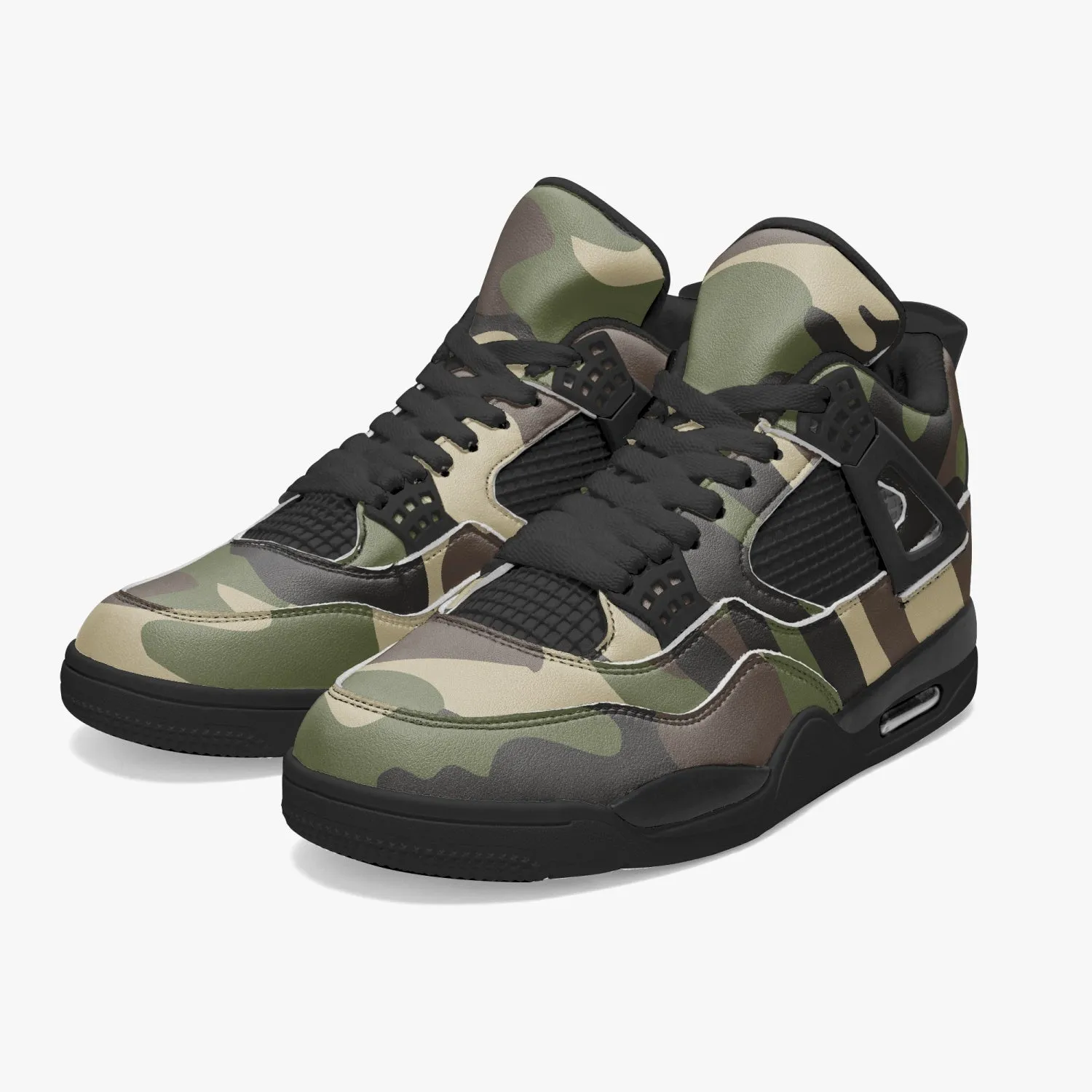 Camo Sneakers AJ4 Style | Classic Green