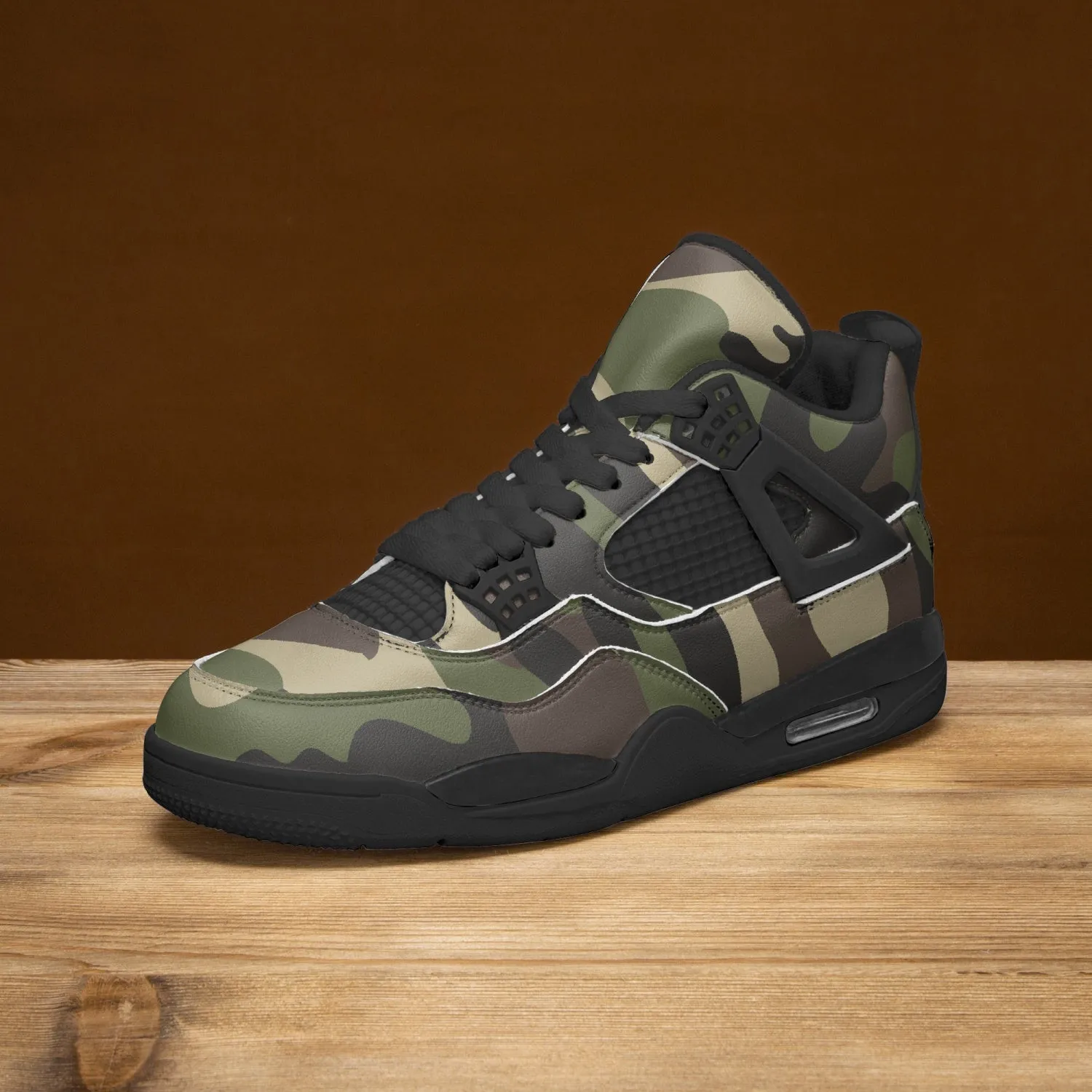 Camo Sneakers AJ4 Style | Classic Green
