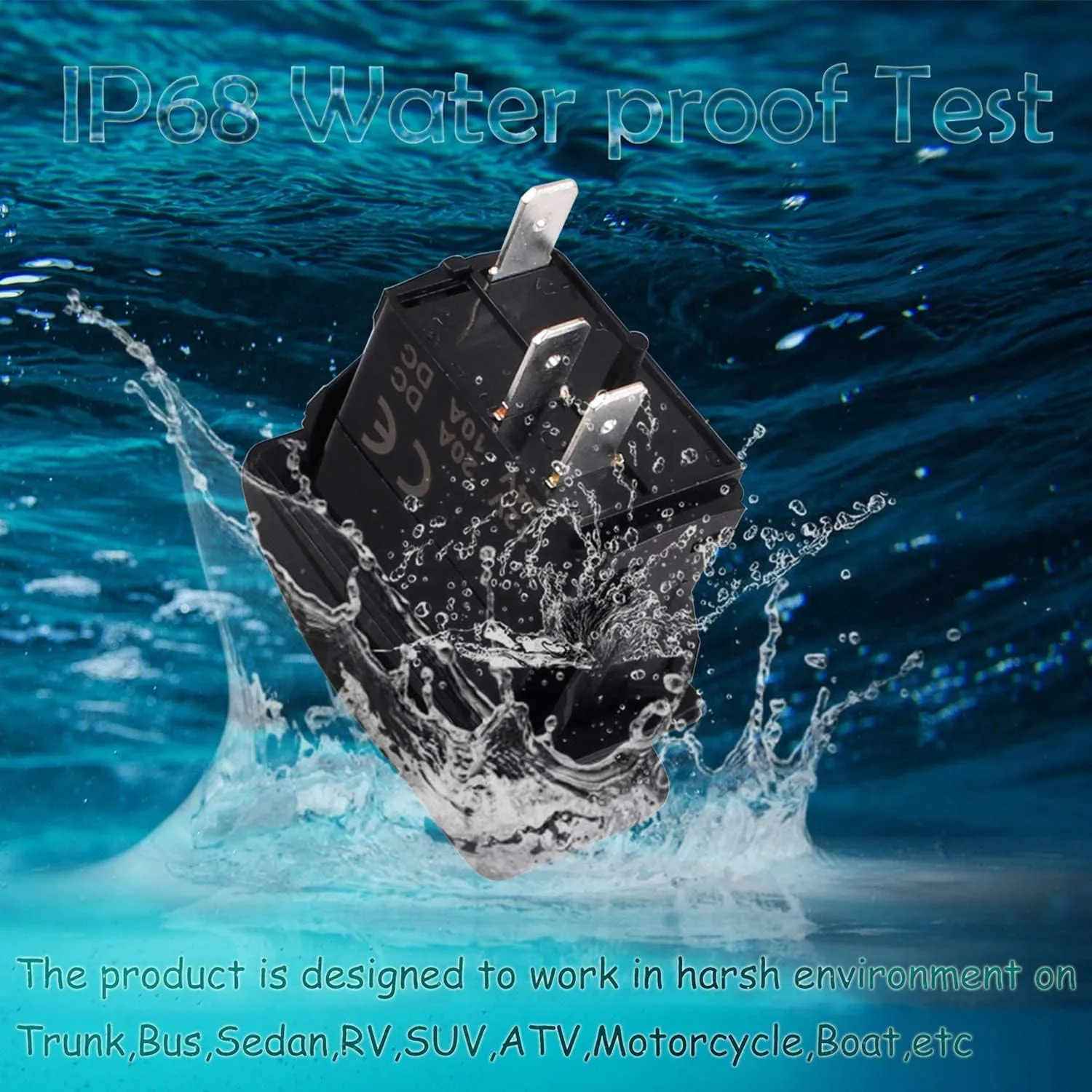 Car-ling Rocker Switch with LED Light 12V 24V SPST On-Off Waterproof for Car Boat Marine UTV