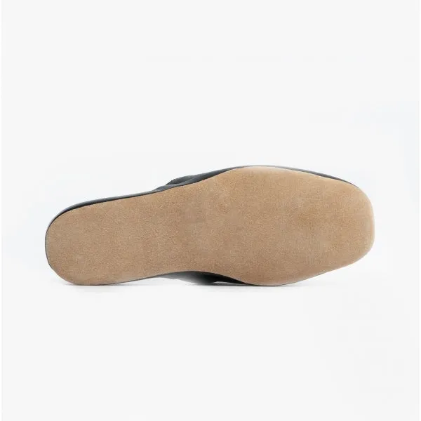 Chaleur ROBERTO Mens Leather Mule Slippers Black