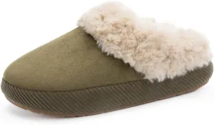 Chantomoo Slippers for Women Memory Foam House Shoes Faux Suede Upper Rubber Sole Faux Fur Lining Warm Comfy Indoor Fuzzy