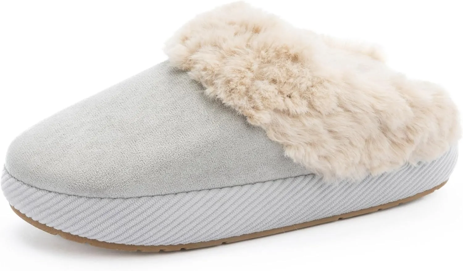 Chantomoo Slippers for Women Memory Foam House Shoes Faux Suede Upper Rubber Sole Faux Fur Lining Warm Comfy Indoor Fuzzy