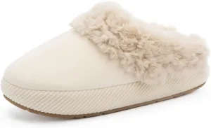 Chantomoo Slippers for Women Memory Foam House Shoes Faux Suede Upper Rubber Sole Faux Fur Lining Warm Comfy Indoor Fuzzy