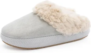 Chantomoo Slippers for Women Memory Foam House Shoes Faux Suede Upper Rubber Sole Faux Fur Lining Warm Comfy Indoor Fuzzy