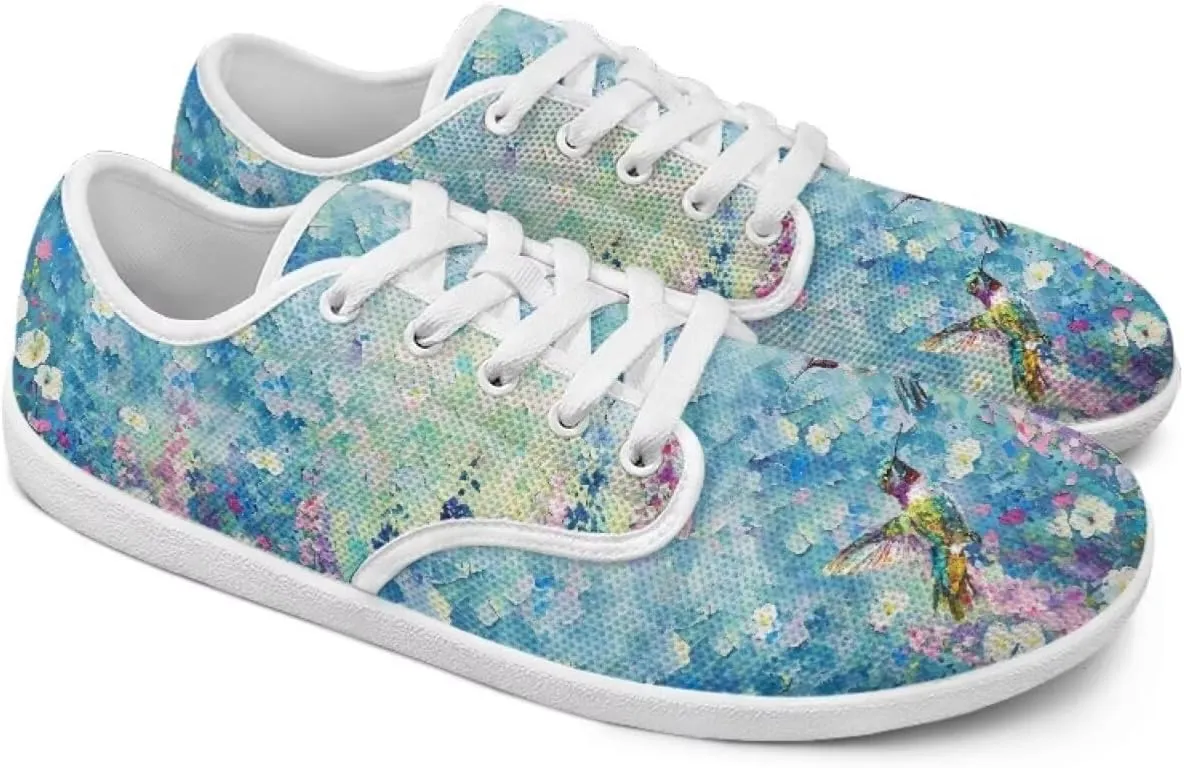chaqlin Hummingbird Flats Shoes Women Dressy Comfortable Lace Up Sneaker Non Slip Casual Walking Running Tennis Shoe