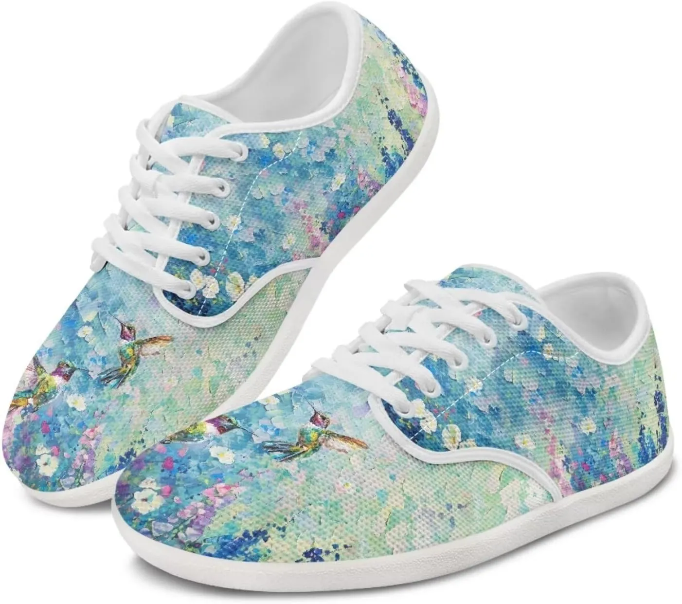 chaqlin Hummingbird Flats Shoes Women Dressy Comfortable Lace Up Sneaker Non Slip Casual Walking Running Tennis Shoe