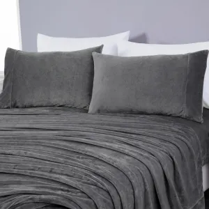 Chezmoi Collection Extra Soft Fleece Sheet Set California King, Microplush Non-Pilling Velvety Bed Sheet, Deep Pocket - Lightweight All Season Warmth, California King, Gray