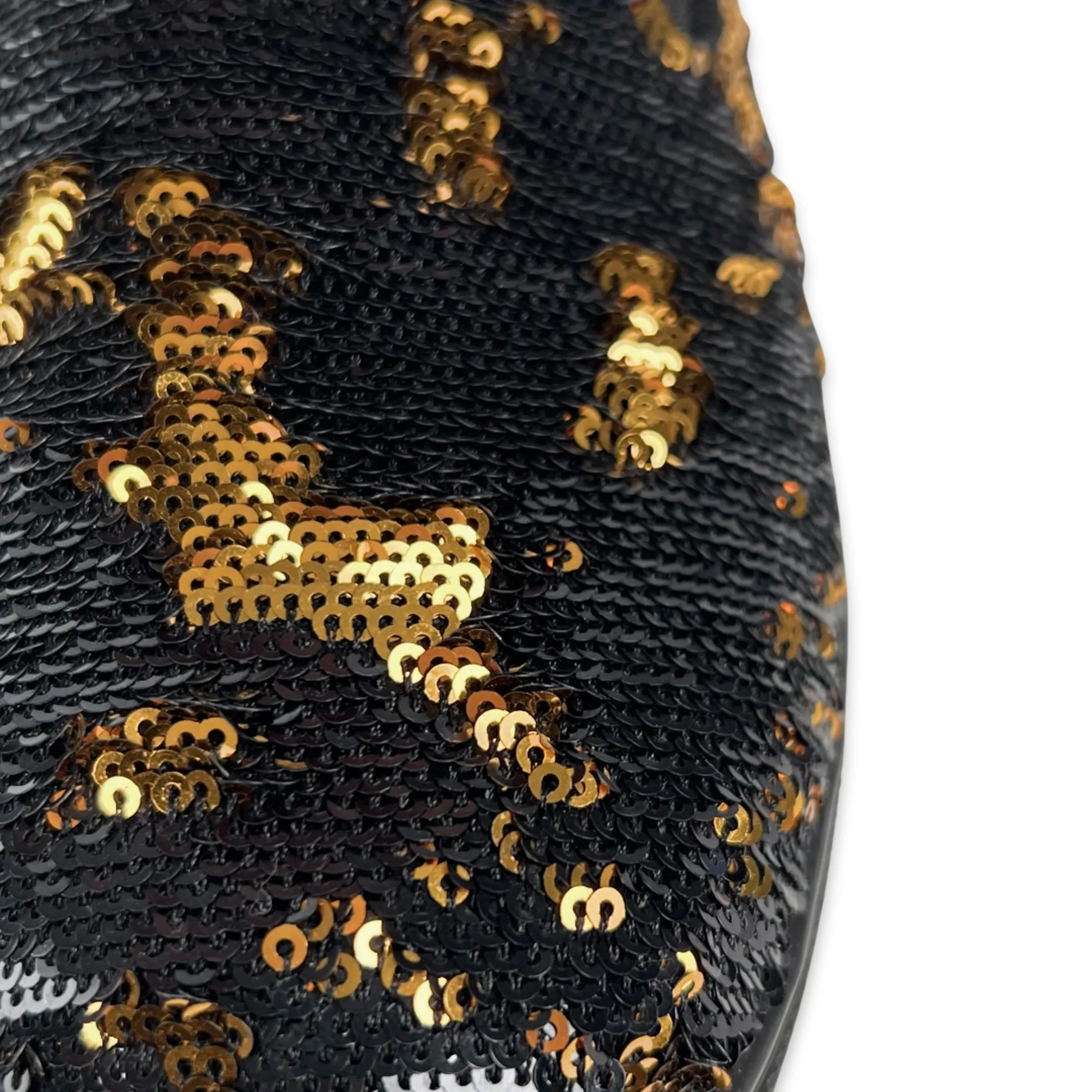 Christian Louboutin Black/Gold Sequin Boat Slip-On Sneakers