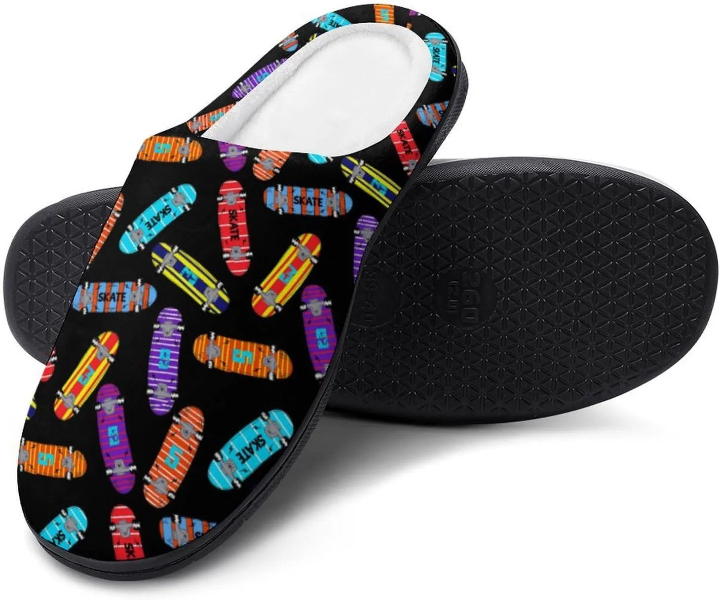 Christmas Slippers For Women Cotton House Slippers Hard Sole Comfy Clog Slippers Warm Slip-On Shoes Indoor Outdoor