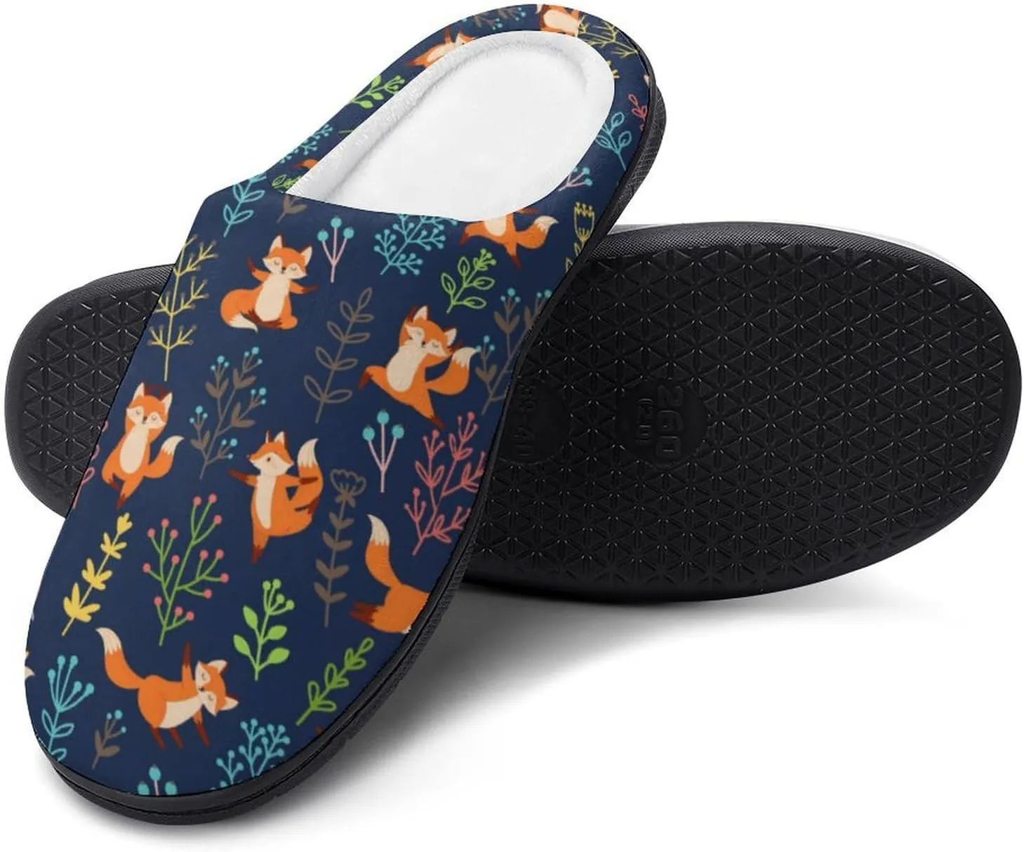 Christmas Slippers For Women Cotton House Slippers Hard Sole Comfy Clog Slippers Warm Slip-On Shoes Indoor Outdoor