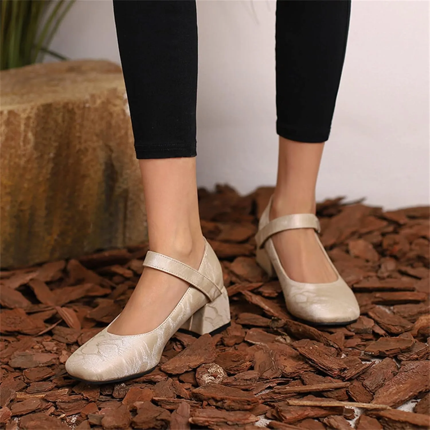 Chunky Heels Sandals for Women Slip On Square Toe Backless Orthopedic Block Low Heel Sandal Adjustable Ankle Strap Ladies Comfy Cushion Footbed Classic Dressy Shoes for Party Prom Bridal Wedding