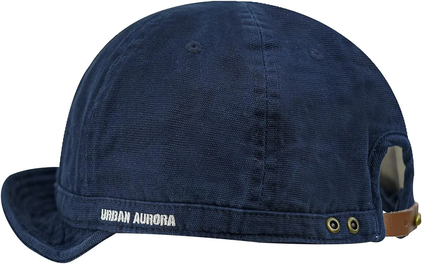 Clakllie Short Brim Baseball Cap for Men Retro Flat Bill Hats Unstructured Moisture Wicking Cotton Hat Trendy Dad Cap