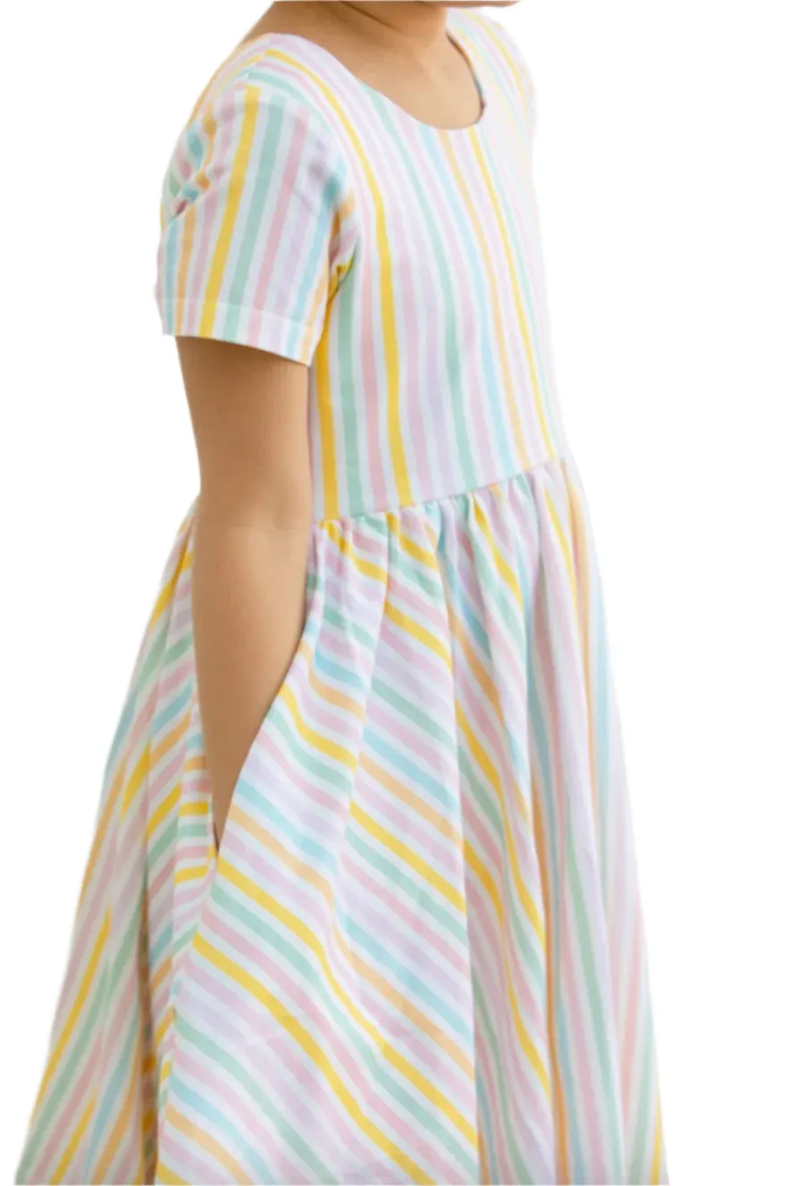 Classic Twirl Dress in Pastel Stripe