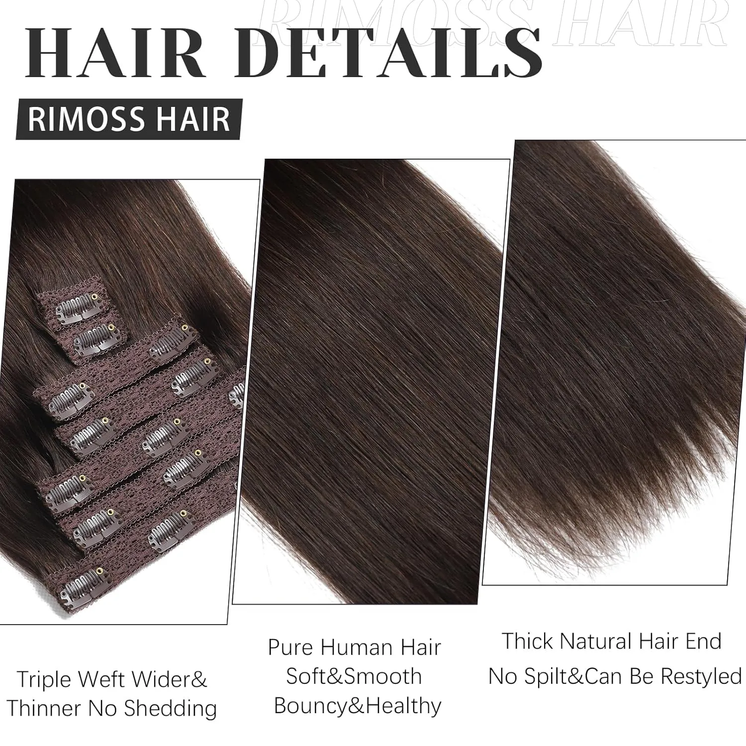 Clip in Hair Extensions Real Human Hair - 120g 22 Inch 7pcs, Dark Brown - Soft Hair Extensions Real Human Hair Clip ins Straight for Women (#2 22 Inch)