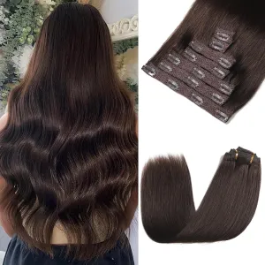 Clip in Hair Extensions Real Human Hair - 120g 22 Inch 7pcs, Dark Brown - Soft Hair Extensions Real Human Hair Clip ins Straight for Women (#2 22 Inch)