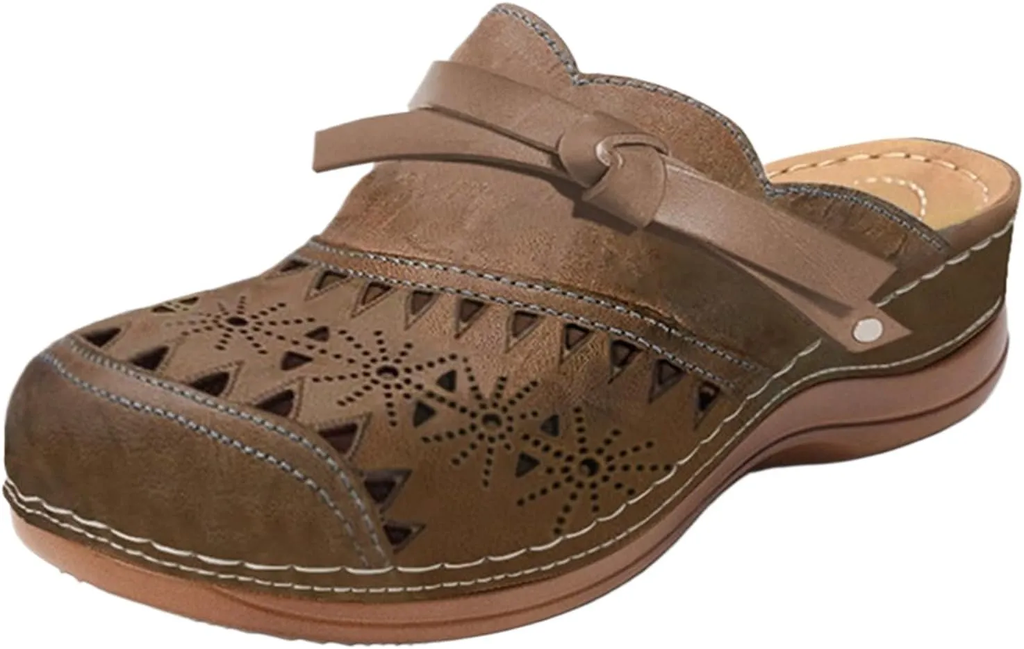 Clogs for Women Comfortable Arch Support Orthopedic Sandals Closed Toe Platform Wedge Sandals Hollow Out Slip On Slippers Non-Slip Retro Outdoors Casual Boho Summer Beach Sandal