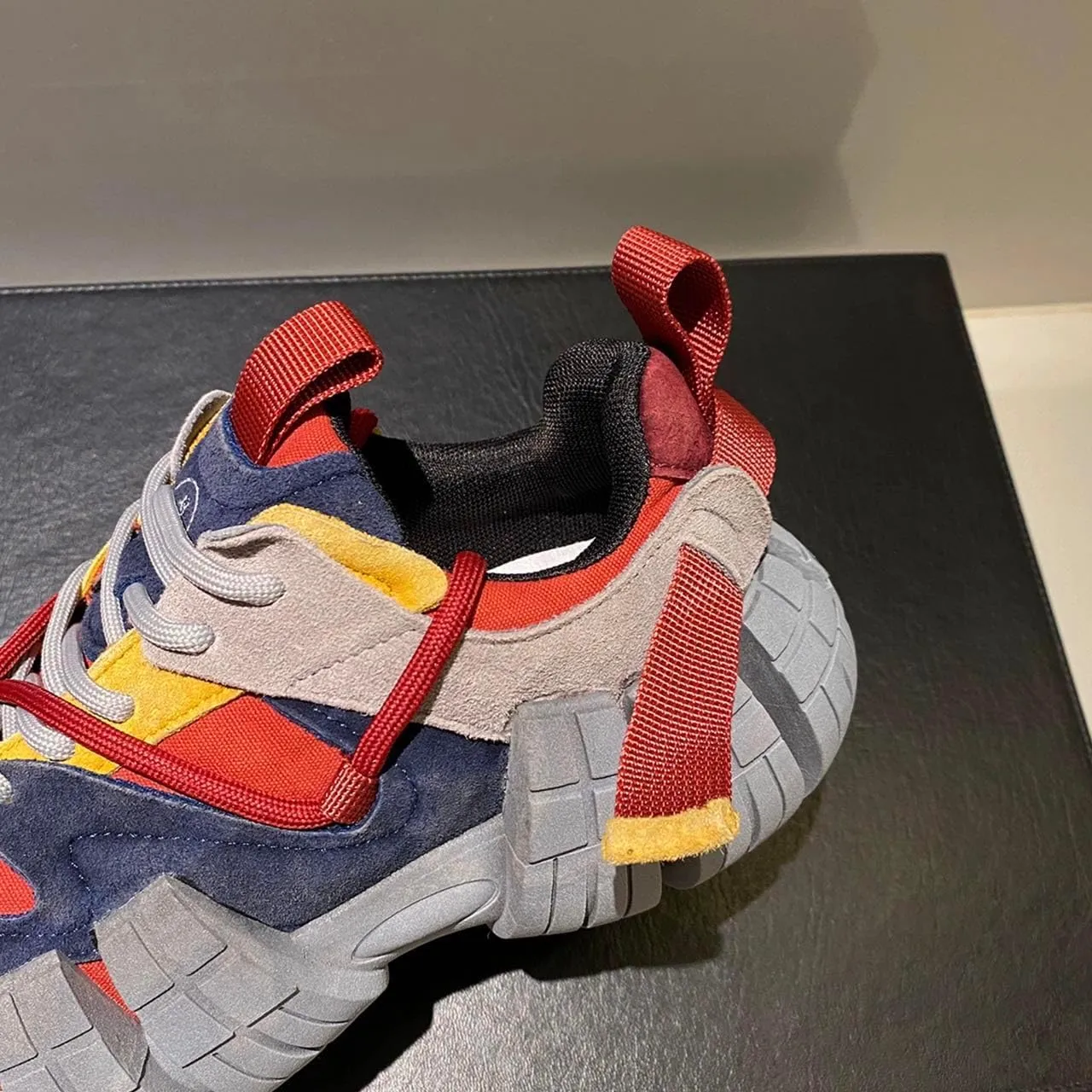 Color-Blocked Comfy Trendy Platform Shoes for Outdoor Walking Jogging Camping, All Seasons Men's Lace Up Sneakers
