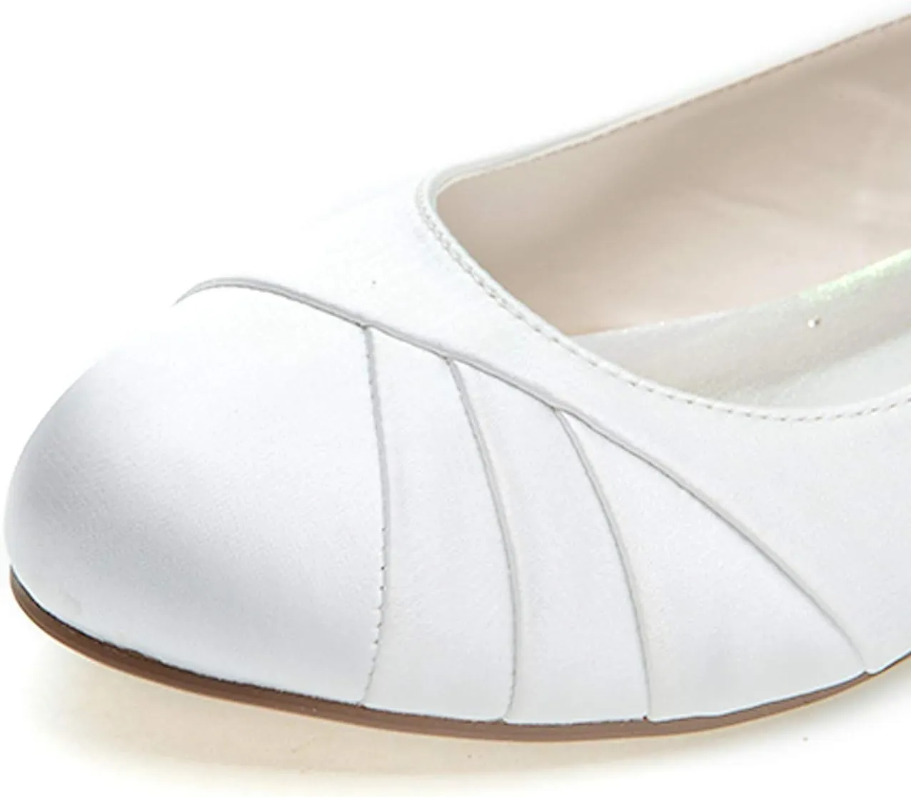 COMFASH Women's Flats Ballet Pumps Satin Round Toe Wedding Evening Party Shoes