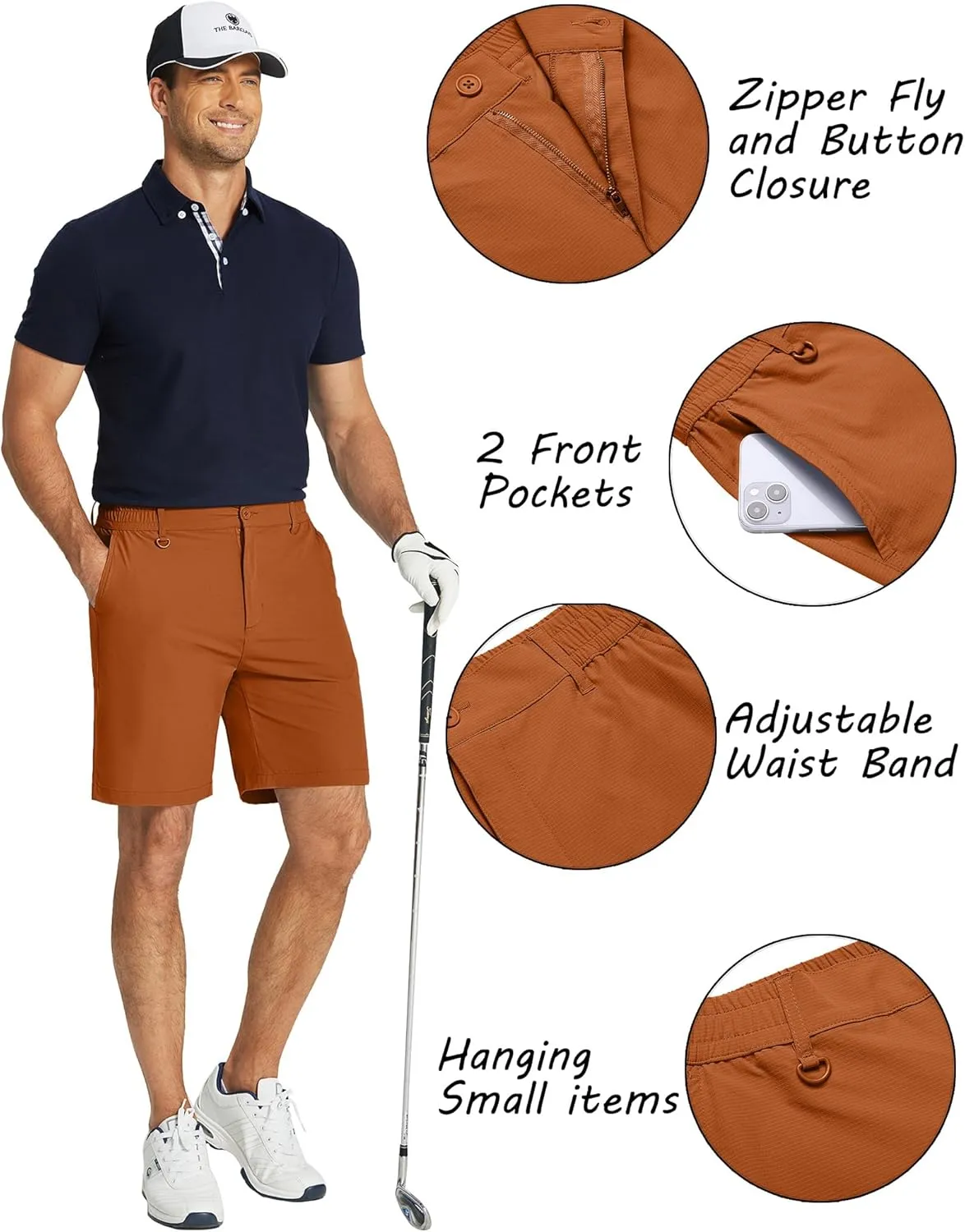 COOFANDY Men's Golf Shorts 8 Inch Lightweight Quick Dry Casual Dress Shorts Hiking Travel Shorts with Pockets