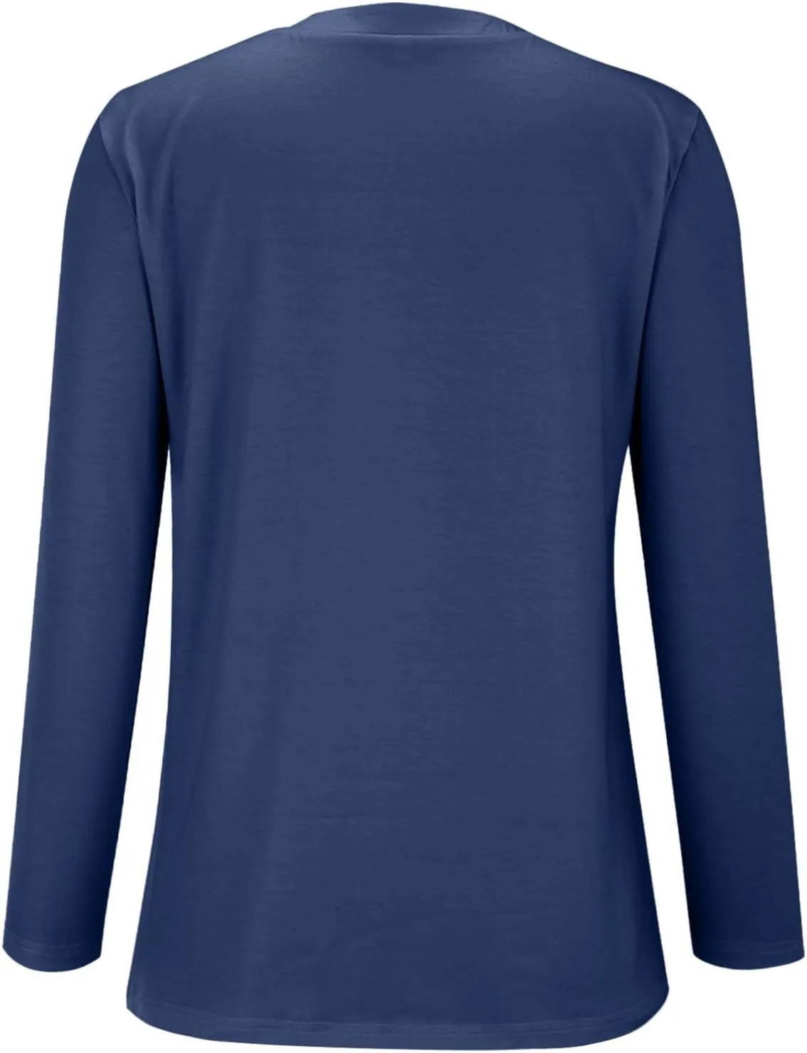 Cotton Henley Shirts Women Long Sleeve Crewneck Button Up Tee Dressy Casual Tunics Top Trendy Loose Fit Plain Blouse