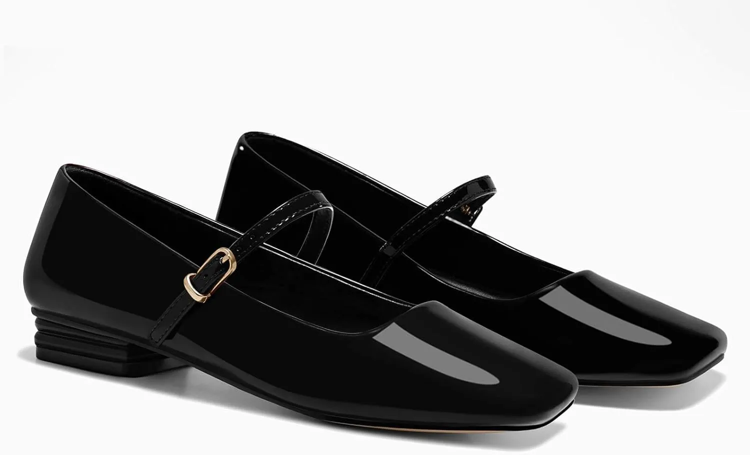 Coutgo Women's Mary Jane Flats Closed Square Toe Ballet Flat Dressy Comfortable Slip on Shoes
