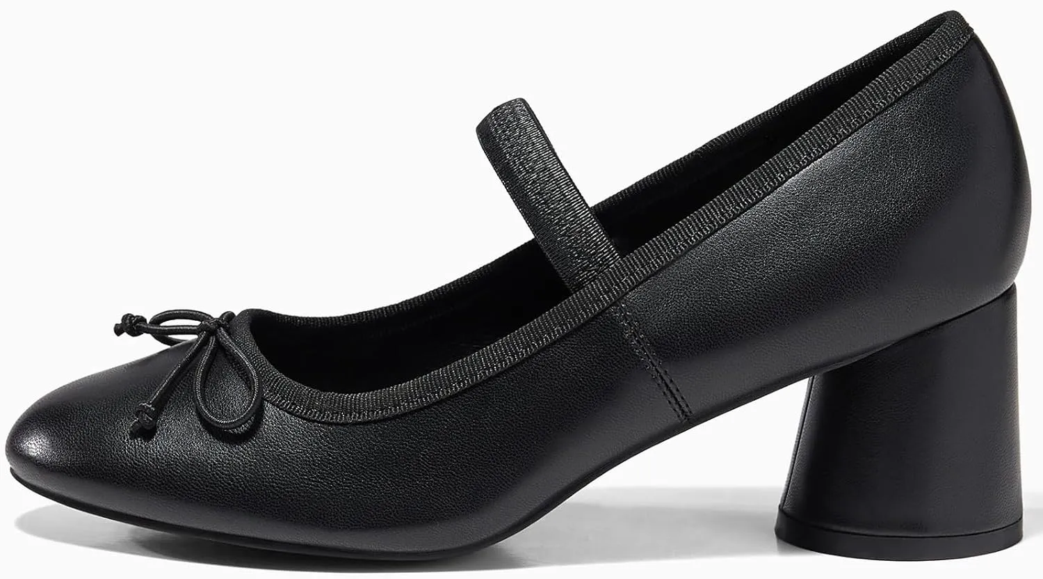 Coutgo Womens Mary Jane Shoes Bowknot Ballet Pumps Closed Toe Chunky Low Heels Dress Casual Wedding Shoes