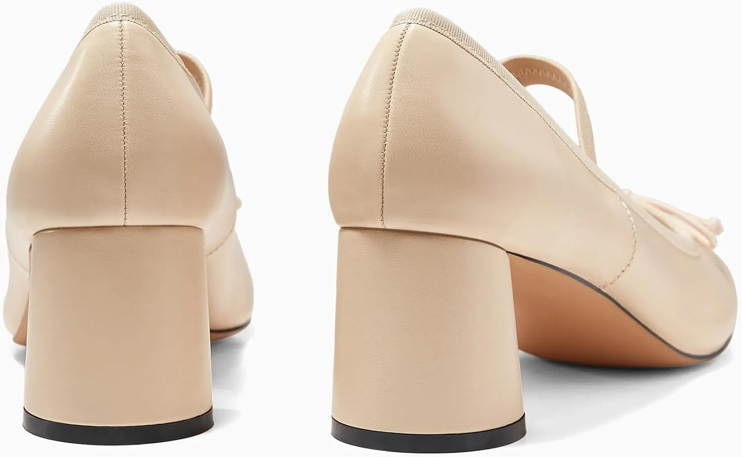 Coutgo Womens Mary Jane Shoes Bowknot Ballet Pumps Closed Toe Chunky Low Heels Dress Casual Wedding Shoes