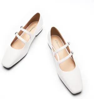 C.Paravano Luxury Mary Jane Ballet Flats: Adjustable Double Straps & Square Toe|Premium Comfort for Gallery Openings, Spring Brunches|Style w/Midi Skirts or Cropped Trousers