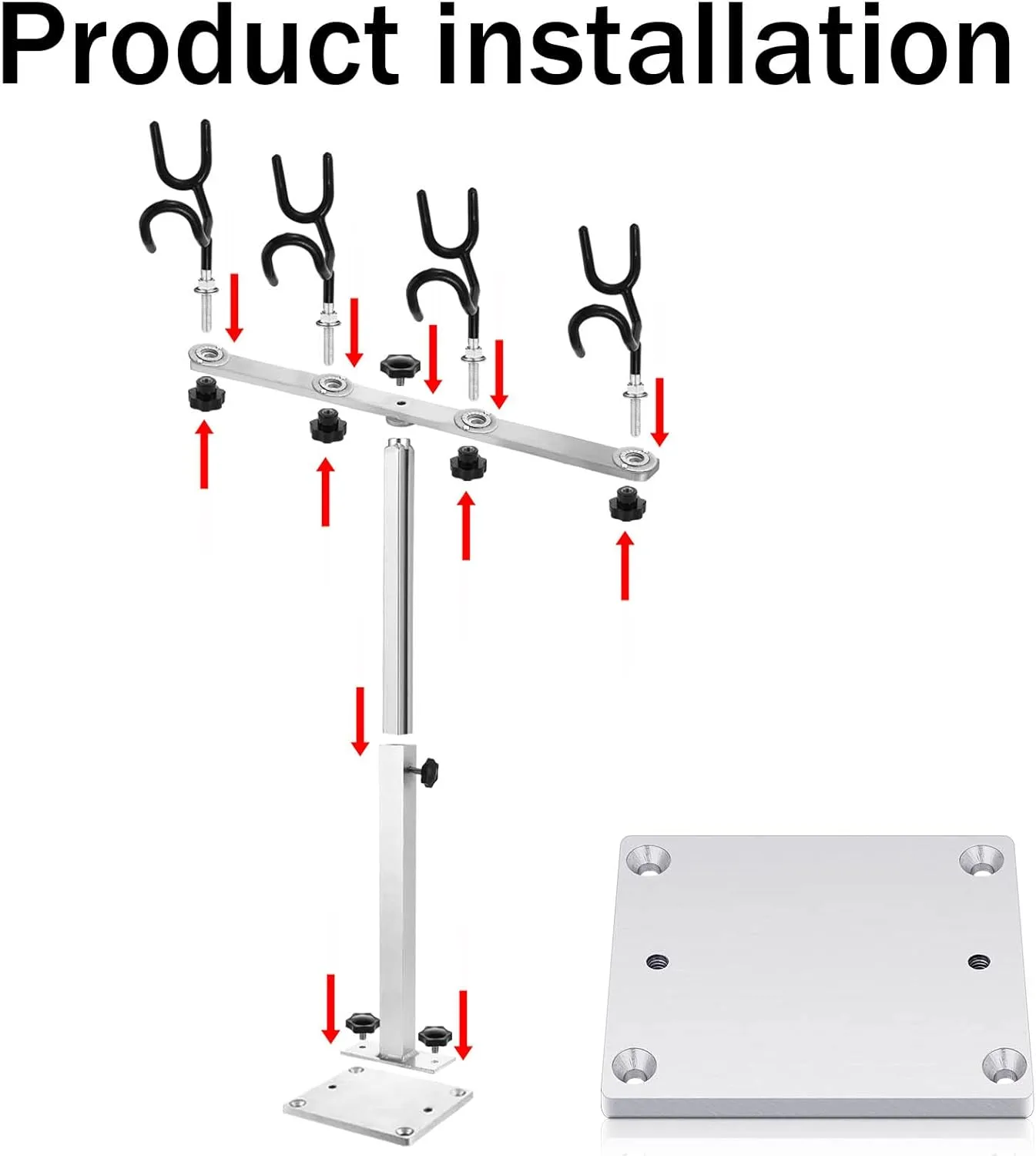 Crappie Rod Holder PVC Coated Steel Wire Fishing Pole Holders for Boats Anglers Fishing Boat Accessories with Replacement Mounting Plate and 360 Degree Rotation Adjustable Height