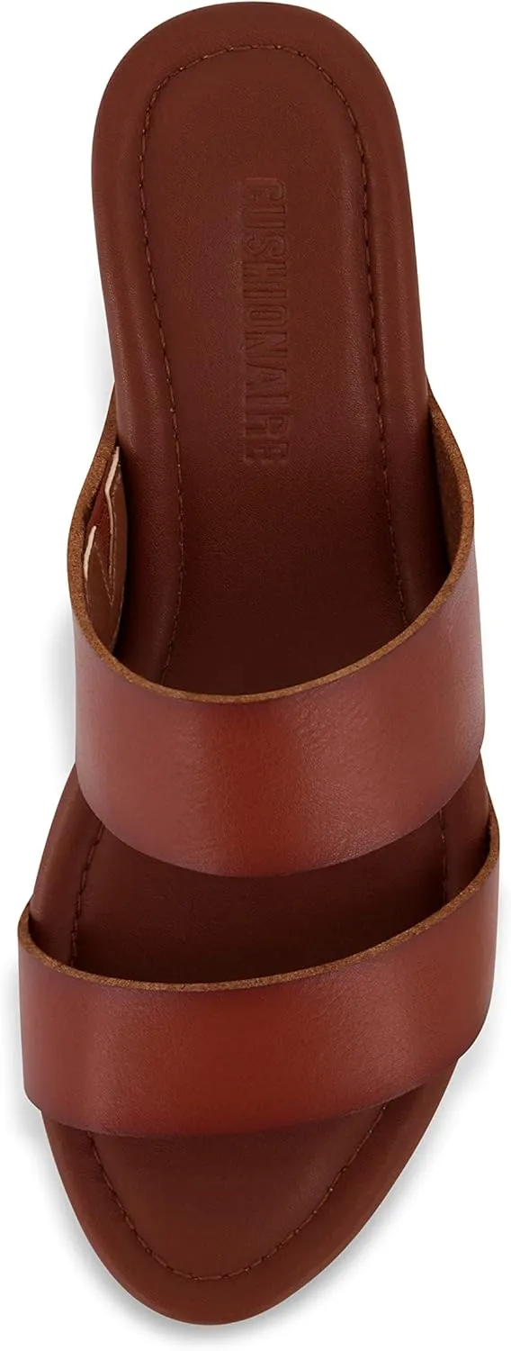 CUSHIONAIRE Women's Sky Faux Wood Sandal  Comfort Foam & LiteSole Technology