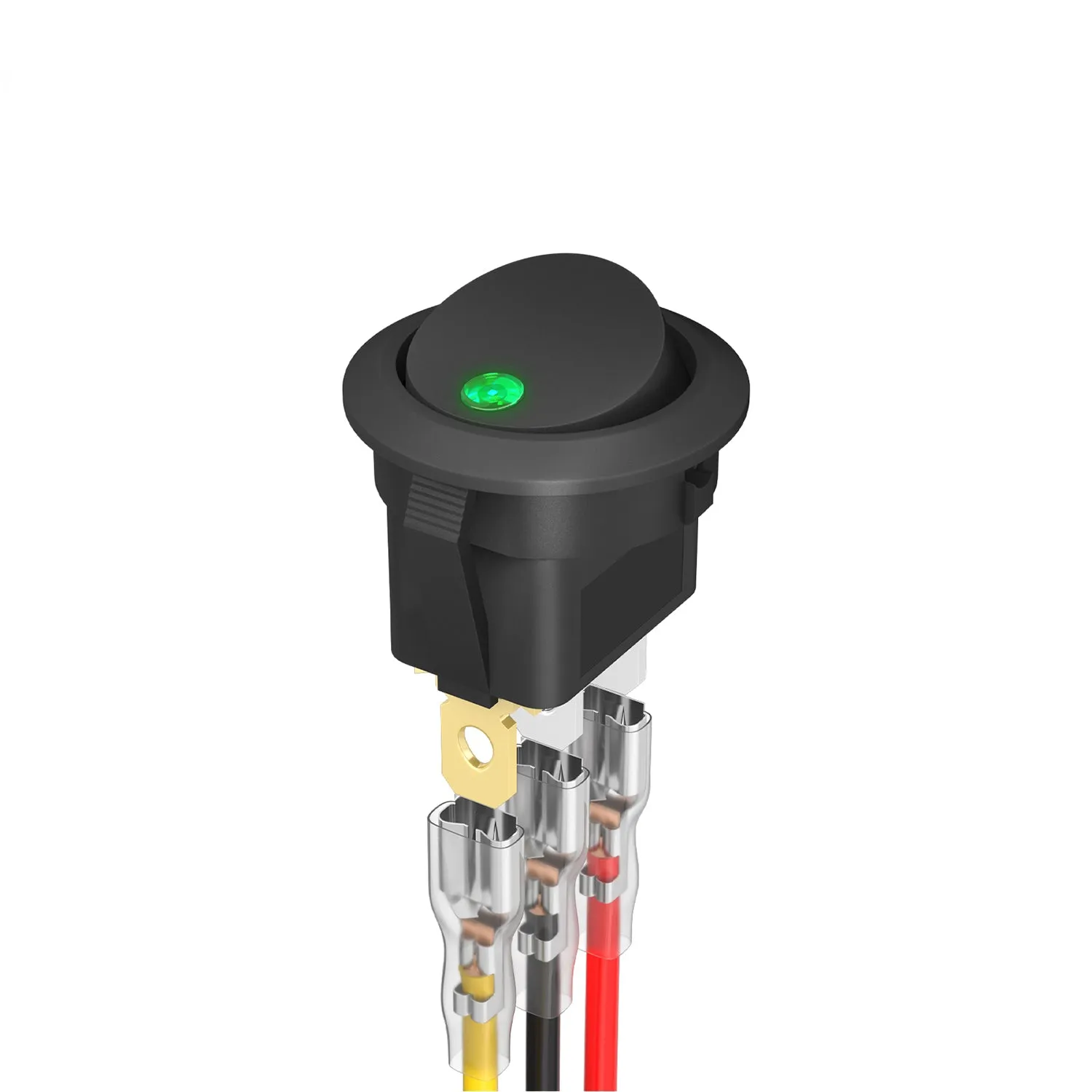 DaierTek 4PCS 12V 3 Pin Round Rocker ON/Off LED Light Toggle Switch SPST With Wires for Car Truck Marine Boat Car Accessories