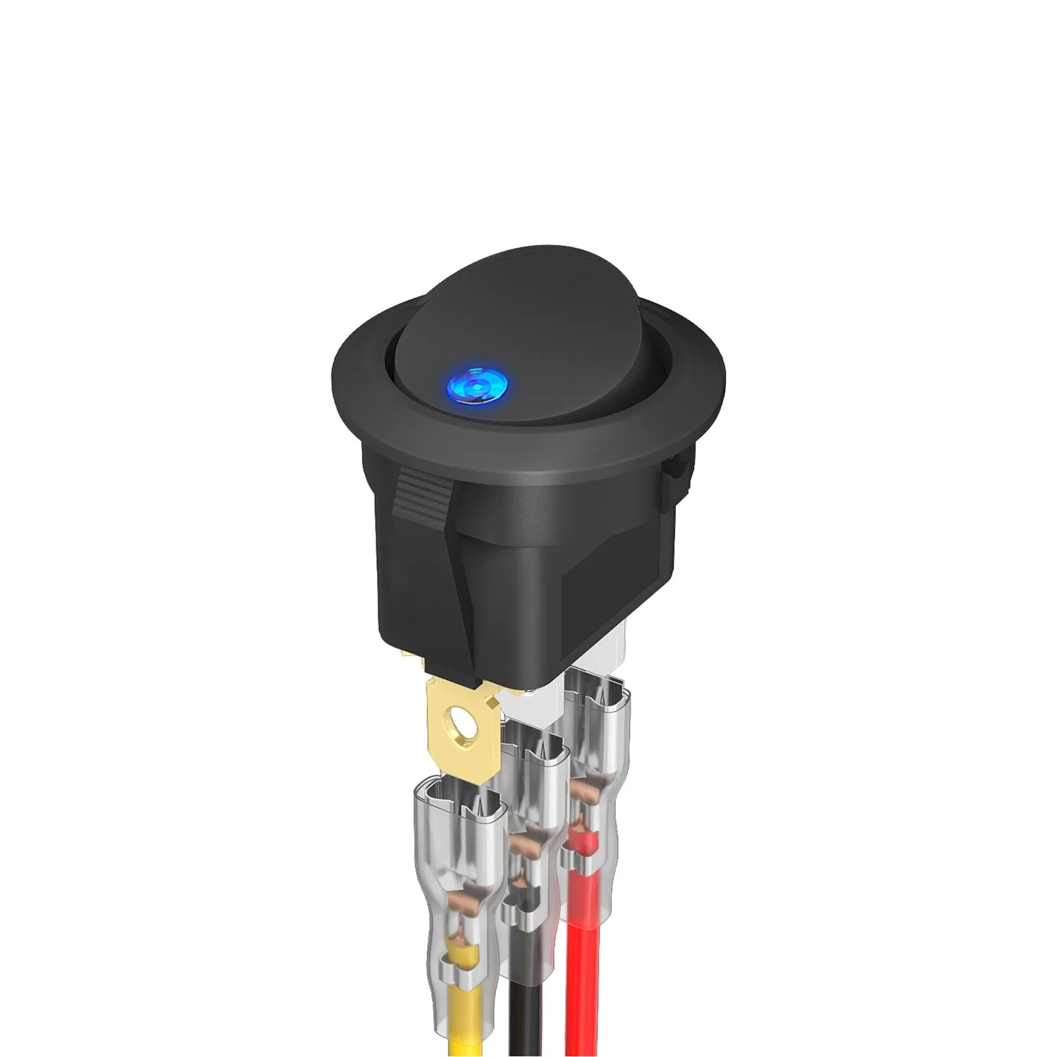 DaierTek 4PCS 12V 3 Pin Round Rocker ON/Off LED Light Toggle Switch SPST With Wires for Car Truck Marine Boat Car Accessories